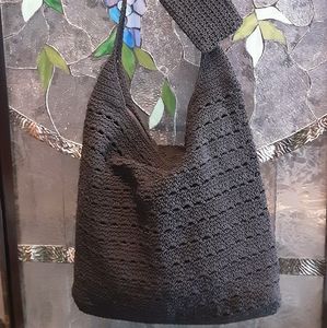 BLACK WOVEN FRANKIE and JOHNNIE HOBO/CROSSBODY BAG